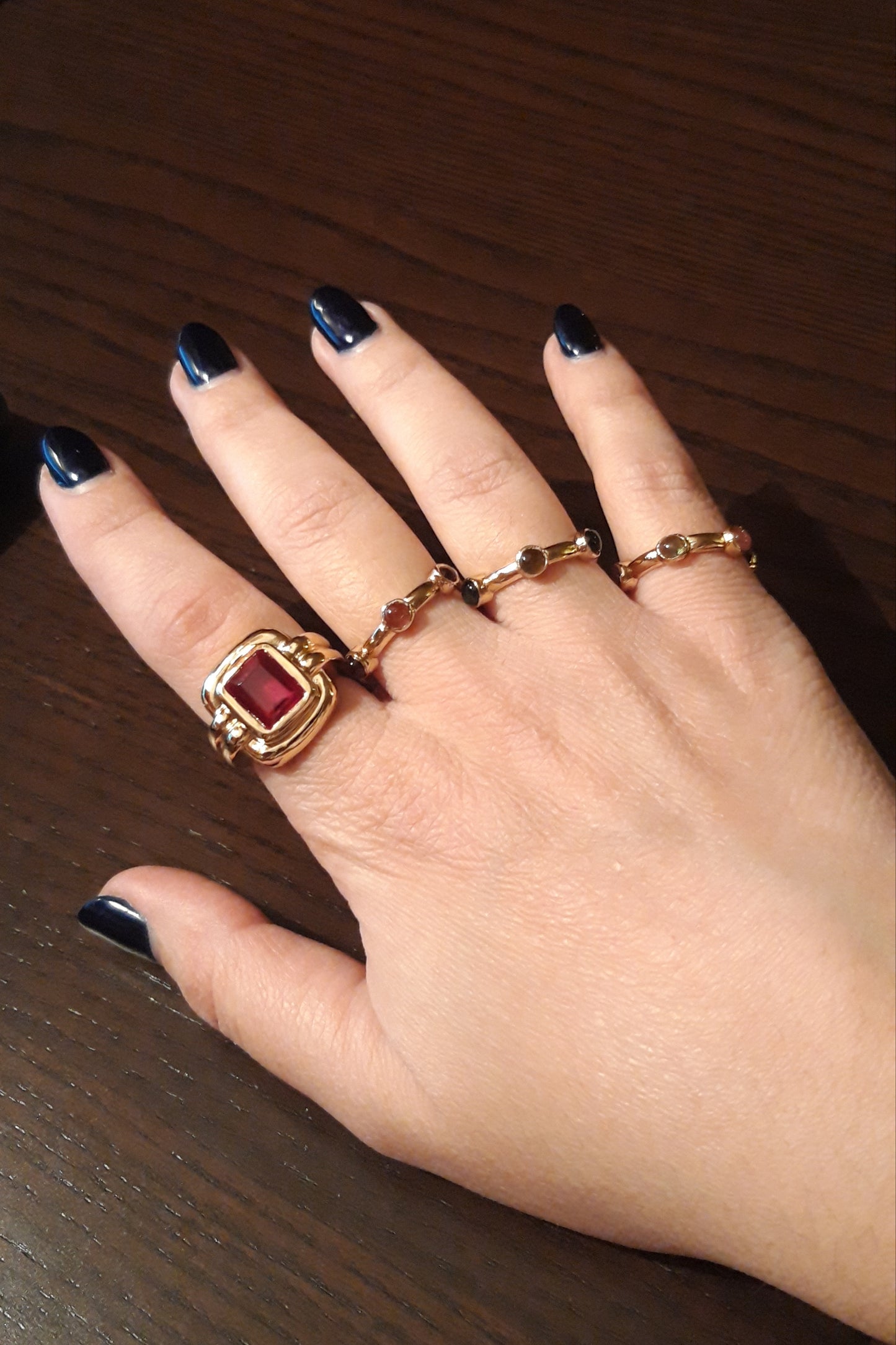 FACETED RUBY RING