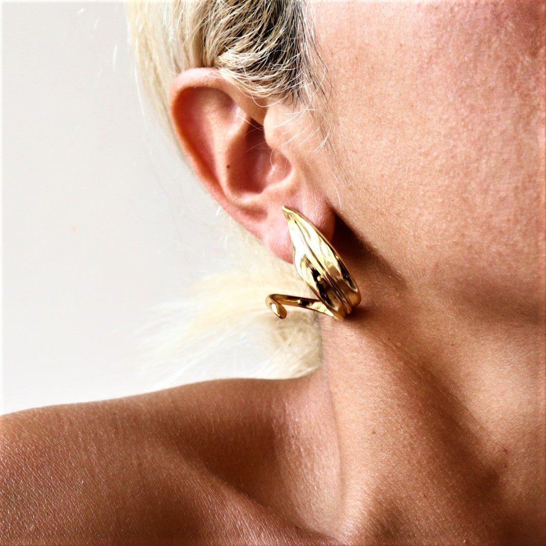 OLIVE LEAVES HOOP EARRINGS