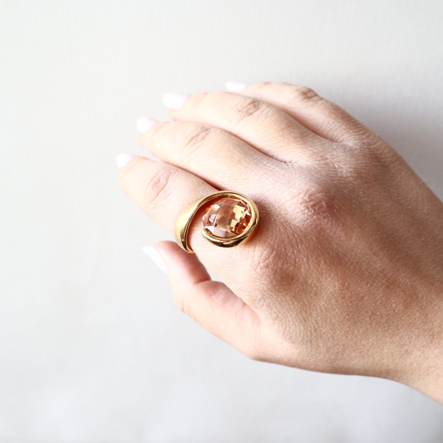 LARGE NATURAL CITRINE RING