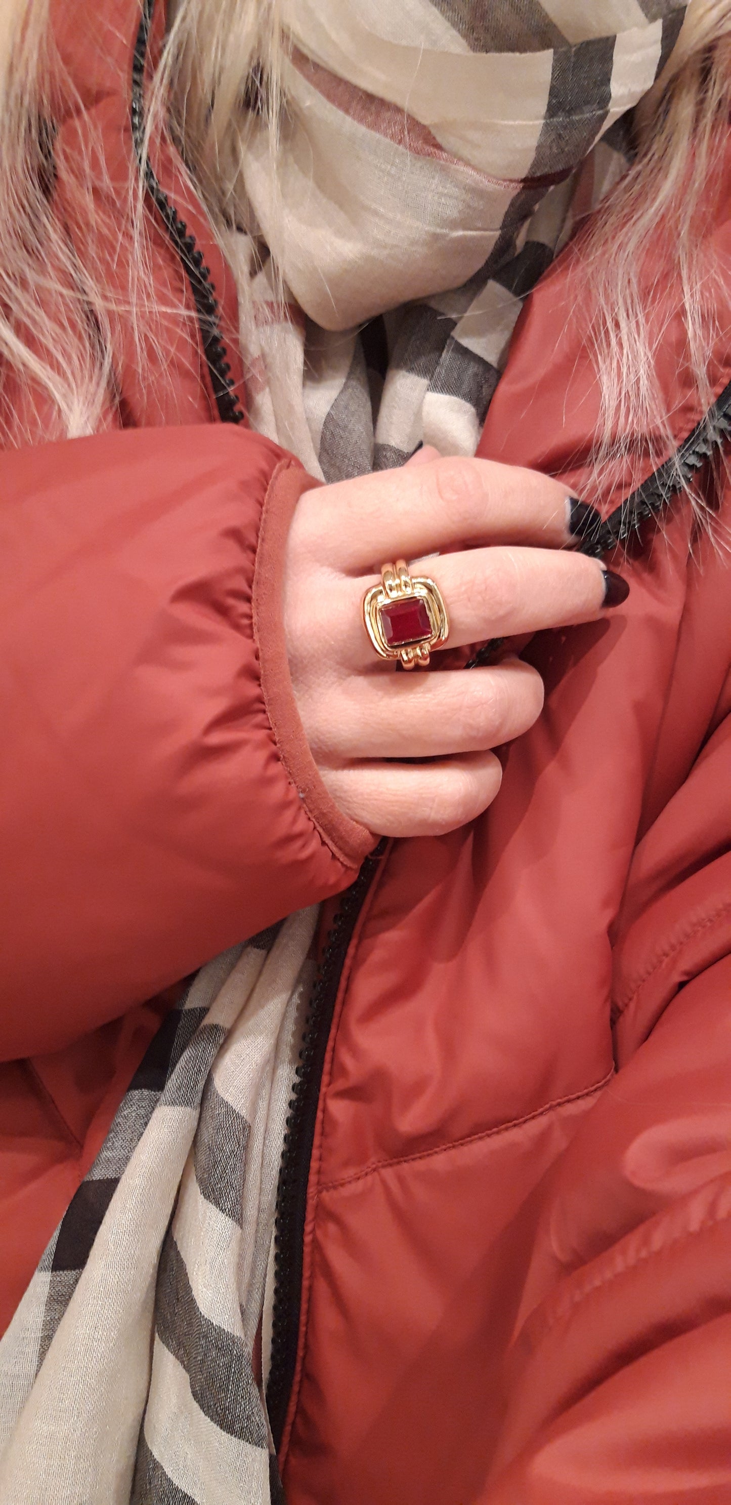 FACETED RUBY RING