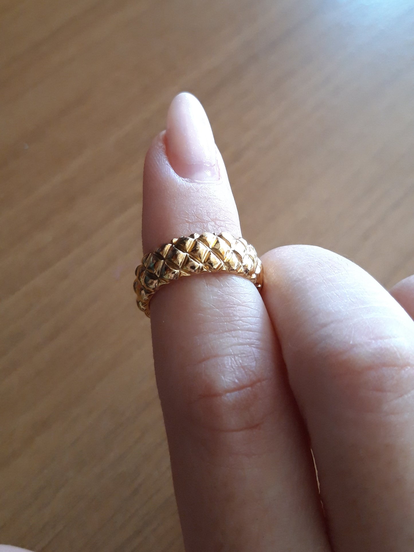 Gold Carved Band - Brass gold-plated Stacking Ring -Symbols Collection