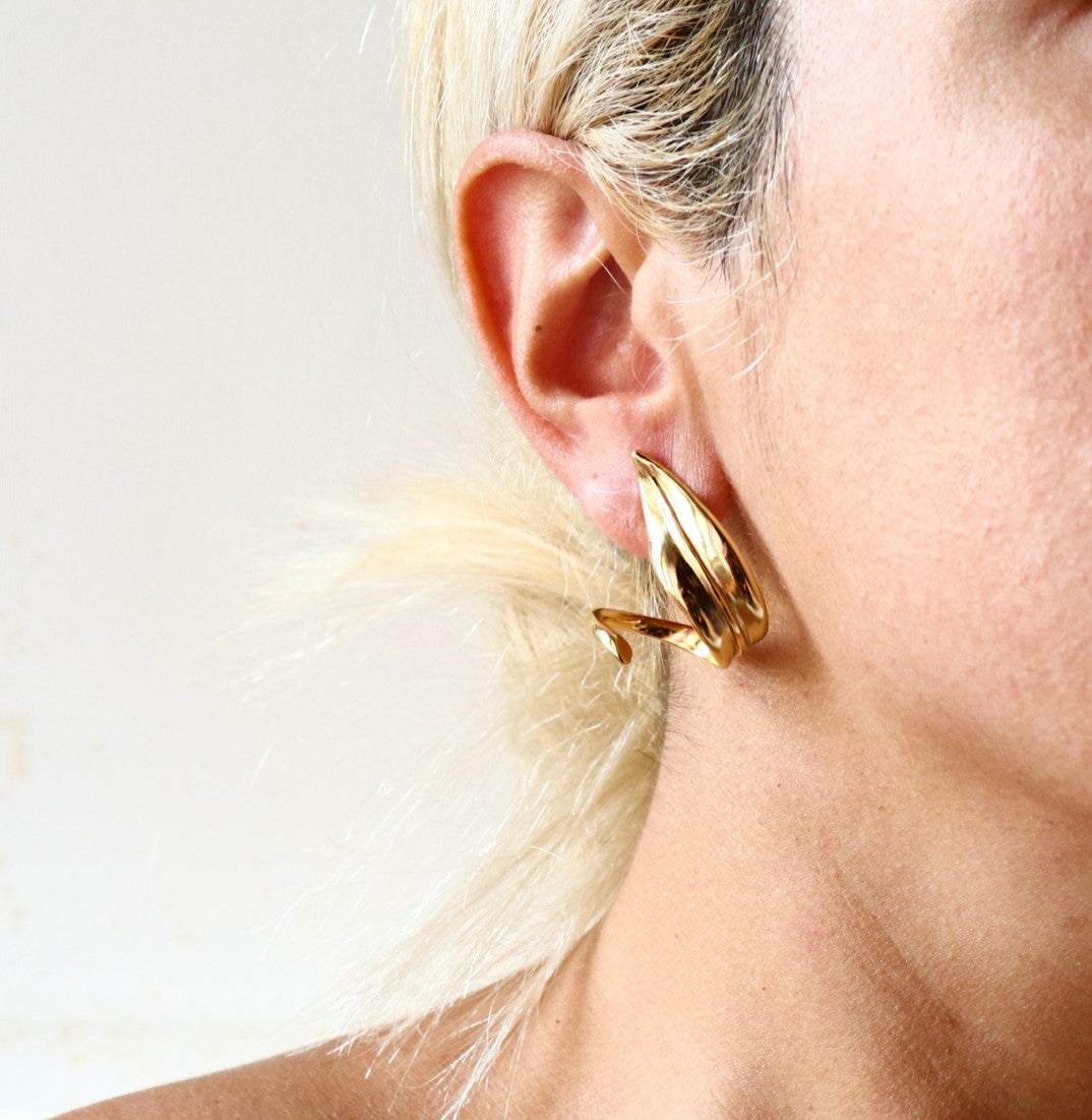 OLIVE LEAVES HOOP EARRINGS