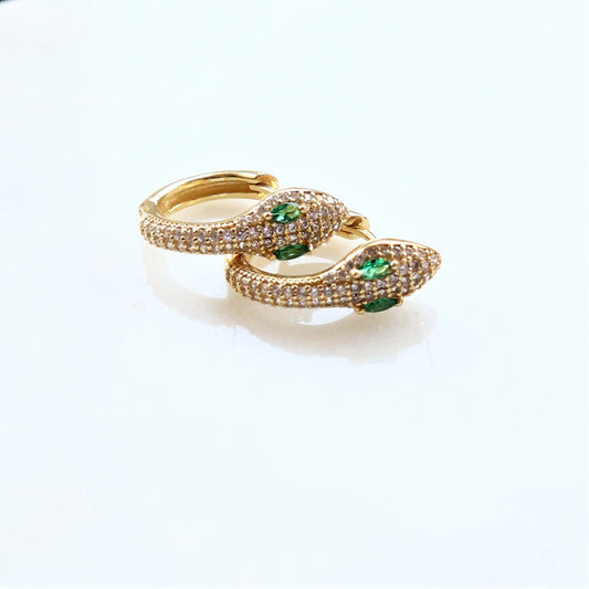 MINI CZ PAVED SNAKE HUGGIE EARRINGS