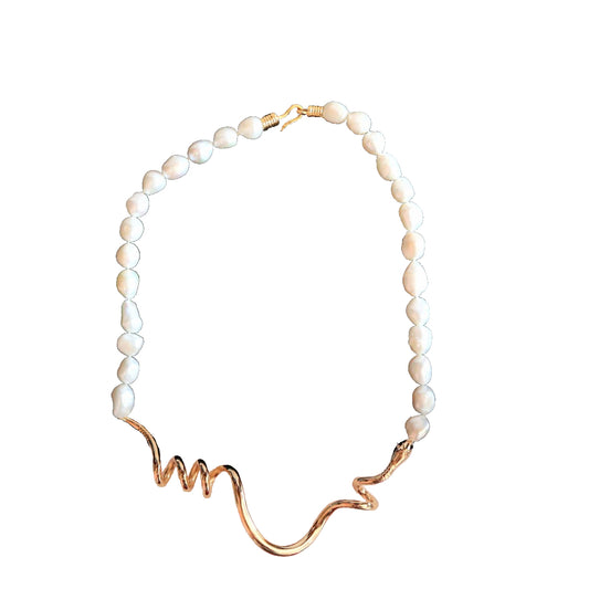 NATURAL RAW FRESHWATER PEARLS SNAKE NECKLACE