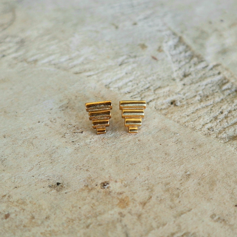 Ancient Greek Pyramids Stud Earrings